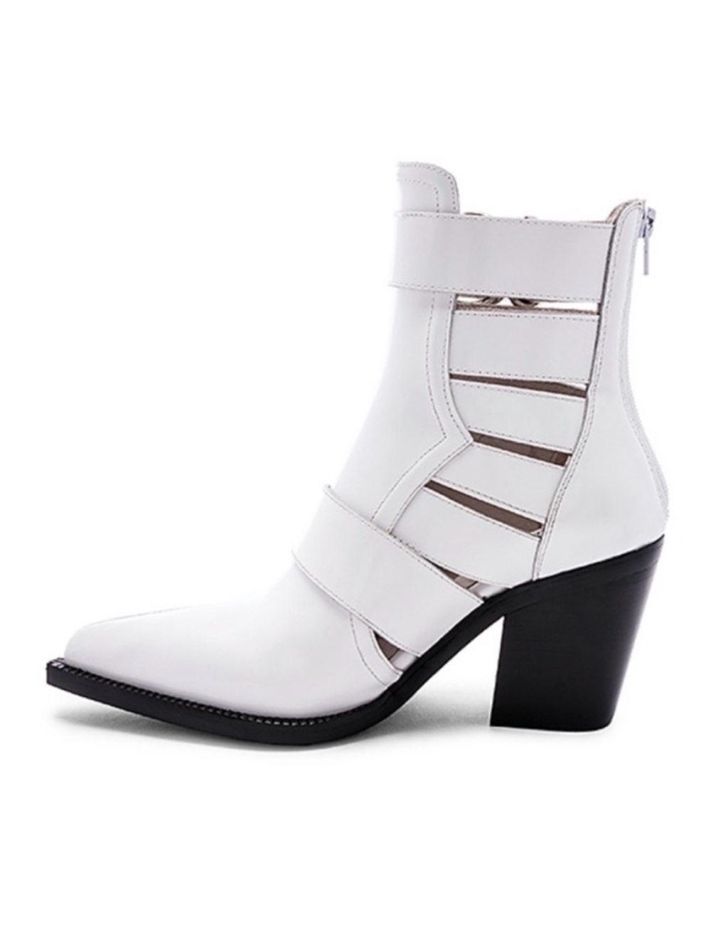Jeffrey Campbell Guadalupe White Leather Ankle Bootie Size 8 - Picture 4 of 9